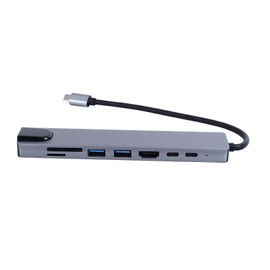 Yoidesu Adaptador Multipuerto USB C Hub, Adaptador USB C 8 en 1 con HDMI, Lector de Tarjetas SDTF, Puerto USB C, USB 3.0, Ethernet RJ45 para Todos... 