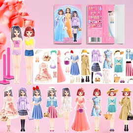 Magnetic Dress Up Dolls, Magnetic Doll Dress Up Kits Magnetic Paper Dolls Pretend Play Set for Girls Ages 4 Years and Up Kids Travel Activities Road Trip Car Ride Interactive Learning Imagine Gift