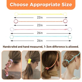 TBUKEOM 4 Packs Colorful Elastic Spiral Hair Ties for Women & Girls, No Damage Ponytail Holders for Fine Thin Long Curly Hair, Stretchy Braided Hair Bands for Sports (22 Inch, 26 Inch) (Multicolor 4)