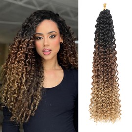 8 Packs GoGo Curl Crochet Hair 14 Inch Curly Crochet Hair for Women Beach Curl Water Wave Deep Twist Crochet Braids Synthetic Braiding Hair Extensions (1B/30/27#, 14 Inches (pack of 8))