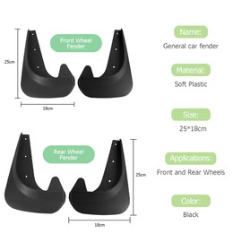 CGEAMDY 4 Pieces Mud Flaps Splash Guards, Universal Mud Flaps, Front and Rear Mud Flaps, Mud Splash Proof Splash Guard Mudguard, for Cars Trucks