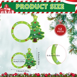 MWOOT Christmas Napkin Rings Set of 12, Christmas Tree Wooden Napkin Ring Holders Buckle for Christmas Wedding Holiday Dinner Party Banquet Decoration, Xmas Table Settings Accessories