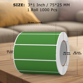 FINDAT 1000PCS Green Rectangular Labels 76×25mm Colour Coding Rectangle Stickers Vinyl Removable Waterproof Name Tags for Folder Bottle Jar Box