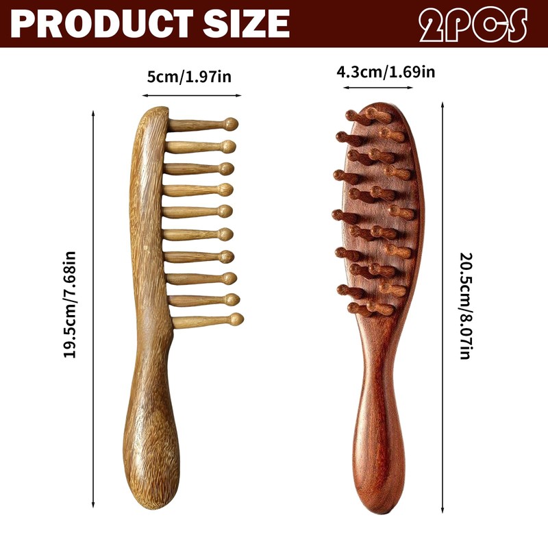 Hinbkenla Loc Comb 2Pcs Golden Sandalwood