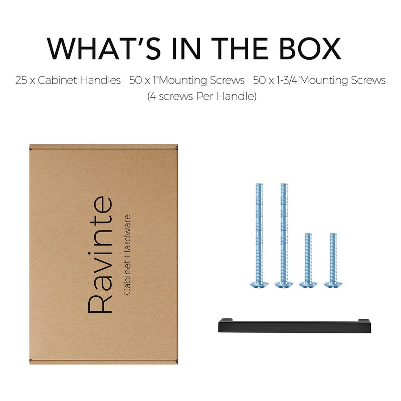 Ravinte 25 Pack 6-1/4 Inch Square Cabinet Handles - Matte