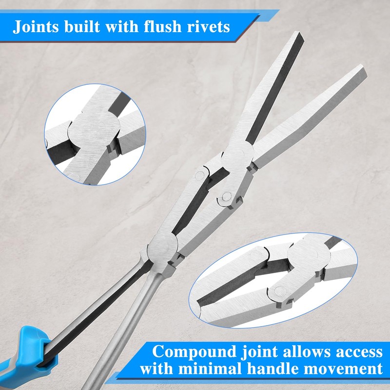 SPEEDWOX 13-Inch Double-Joint Flat Nose Pliers - Dual Pivot, Extra