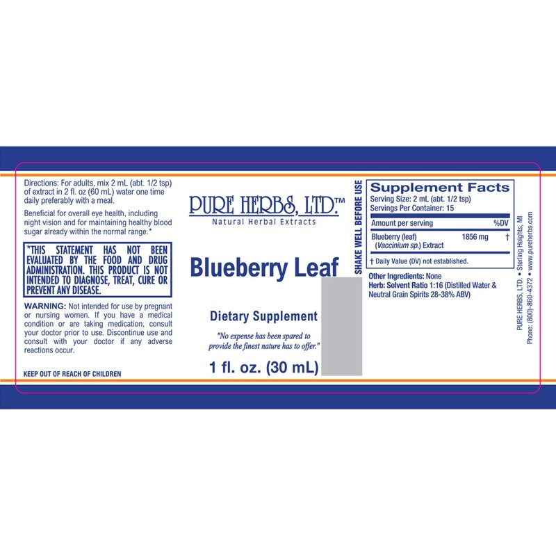 Pure Herbs: Blueberry Leaf - 1 oz.