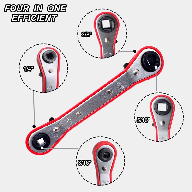 LDCRE HVAC Service Wrench Set, Air Conditioner Valve Curved Ratchet
