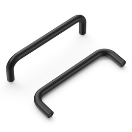 Hickory Hardware 1 Pack Solid Core Kitchen Cabinet Pulls, Luxury Cabinet Handles, Hardware for Doors & Dresser Drawers, 3-3/4 Inch (96mm) Hole Center, Matte Black, Wire Pulls Collection