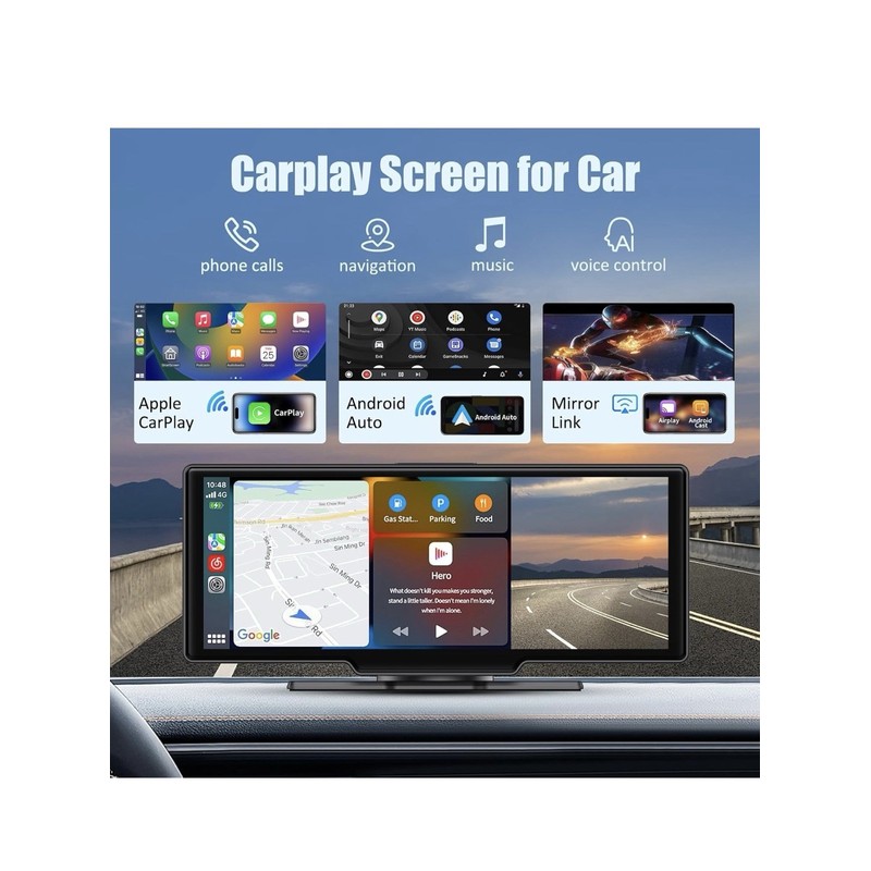 M CARKUMI Wireless Carplay Screen for Car, 10.26" Portable Car
