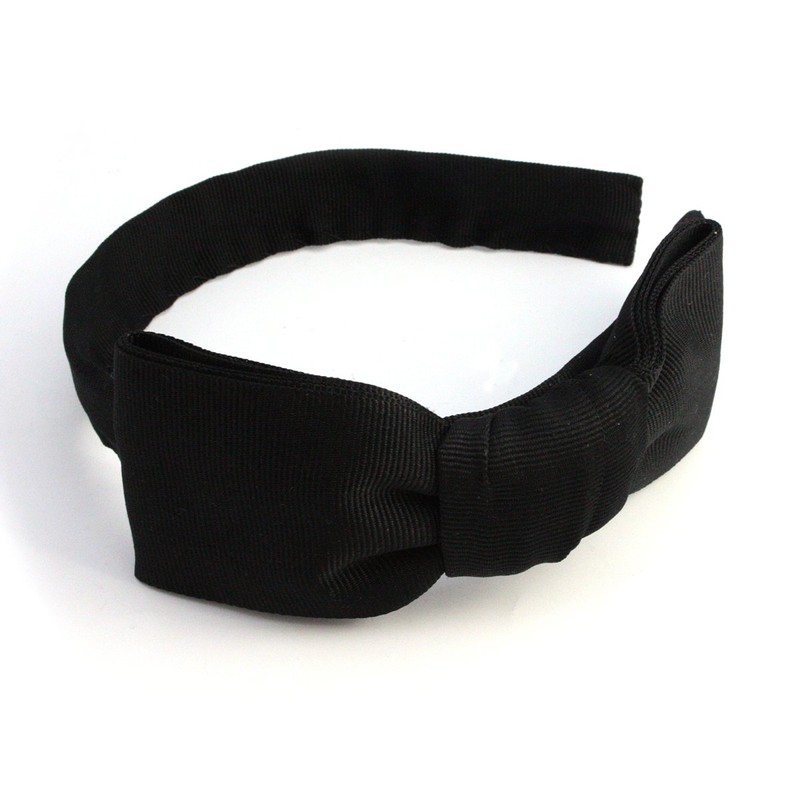 Vingtaine HK-90a-BK Asymmetrical Ribbon Headband for Weddings, Afterparties, Head Accessories,