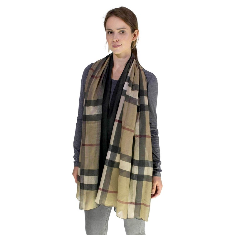 Basic Sense Luxurious Reversable Traditional Ombre Giant Tartan Checked Oversized