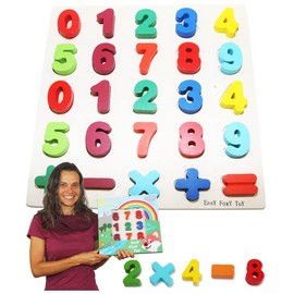 EasY FoxY ToY Zahlen-Holzpuzzle Grosse Nummern 0-9, Holzspielzeug für Spielerisches Lernen von Zahlen, Motorikspielzeug ab 3 Jahre Rahmenpuzzle Geschenk für Kinder, Kinderpuzzle