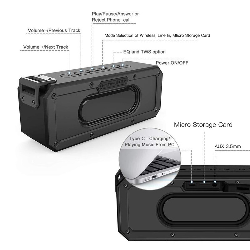 Wireless Bluetooth Speaker Multifunctional IPX7 Waterproof High Power 40W Heavy