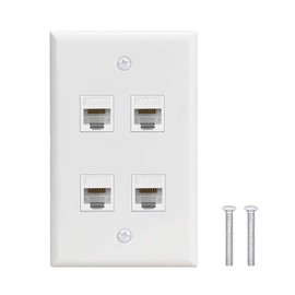 4 Port Ethernet Wall Plate - VICTEK - Cat6 Wall Plate Female to Female Decorative Faceplate