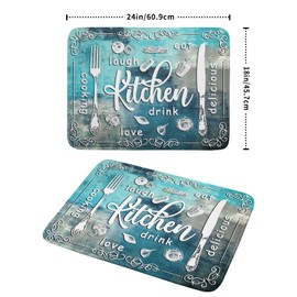 Blue Grey Dish Drying Mat 18x24 Inch Cooking Delicious Absorbent Drying Pad Heat Resistant Dish Drainer Mats for Kitchen Countertop