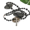 Nazareth Store Black Agate Beads Rosary Necklace Matte Natural Beaded