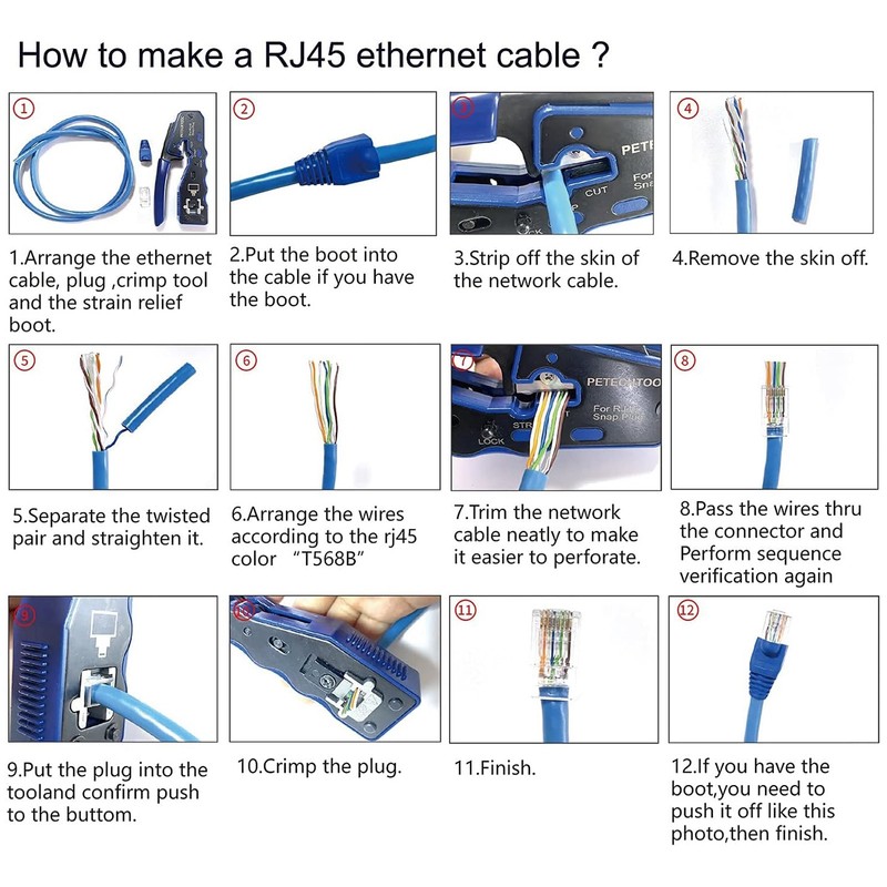 Pass Through Ethernet Crimper RJ45 CAT6 Through Hole Pass Through