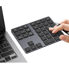 JOYEKY Wireless Number Pad Bluetooth 5.0 & 2.4G Portable Number Keypad for Laptop, USB-C Rechargeable, 34-Keys Bluetooth Numeric Keypad, Compatible with Laptop, Mac, iMac, Tablet, PC Desktop