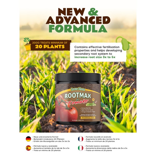RootMax Tomato - Organic Mycorrhizal Fungi Tomato Feed for Juicy, Vibrant Nutrient-Rich Tomatoes, Maximize Yield with Rooting Powder Specially formulated as an essential component of your Tomato Food