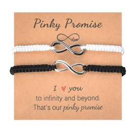 Matching Bracelets for Couple Gifts for Him Her Pinky Promise Bracelet for Couple Anniversary Birthday Gifts for Wife Husband Boyfriend Gifts from Girlfriend Adjustble Braided Infinite Rope Bracelet