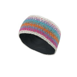 Pachamama Women Wool Ear Warmer Headband Fleece Lined Handknitted Dots Stripes Multicoloured One-Size Handmade Fair Trade