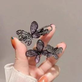 2 Pcs Butterfly Diamond Hair Clips, Exquisite Hollow Rhinestone Butterfly Hair Clip Duck Bill Clips Fashion Hair Accessories for Women Girls