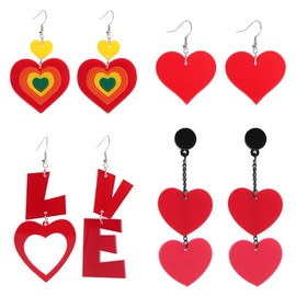 Heart Earrings for Women Valentines Earrings Red Heart Dangle Earrings Pink Heart Shaped Earrings Sweet Love Heart Earrings Valentines Day Gifts for Her