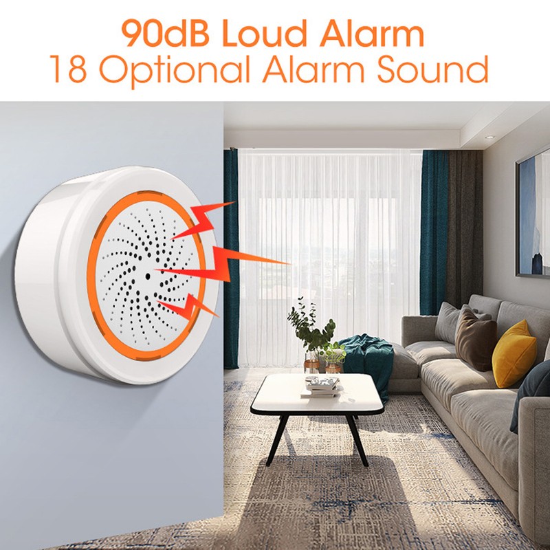 Smart Indoor Sound and Light Alarm USB Battery Dual Power