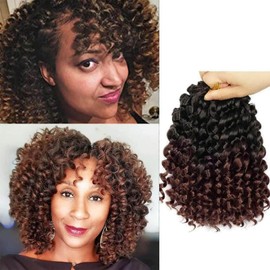 QUEENTAS 6Packs Passion Twist Hair Short Crochet Braids Hair extensions Curly Braiding Hair Wigs for Black Women 72 Roots (8inch,#1B/30)