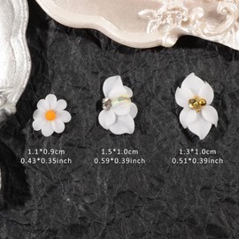 Katfan 6Pcs 3D Flower Nail Art Charms Handmade Acrylic Flower Decals Nail Rhinestones Crystal Nail Supplies for Women Girls DIY Decorations Craft