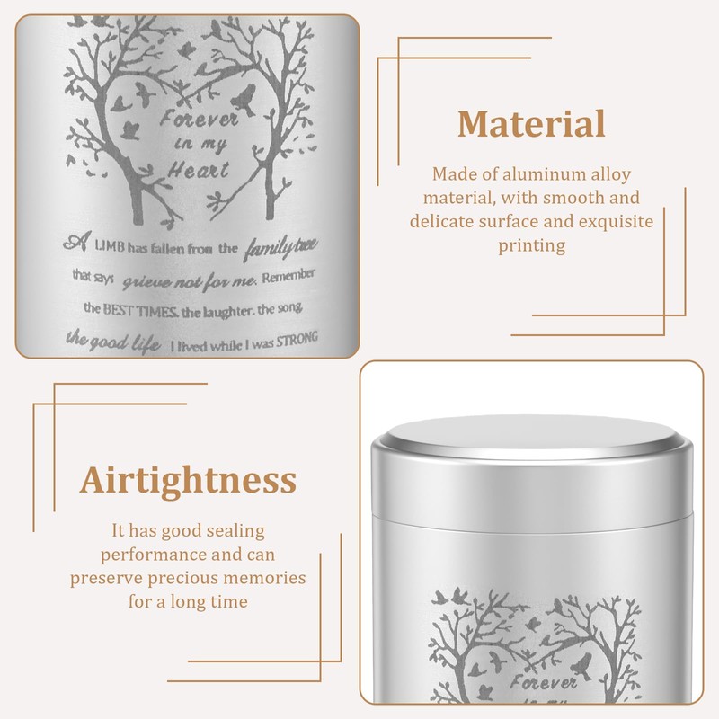4Pcs Small Urns for Human Ashes Aluminium Alloy Mini Cremation