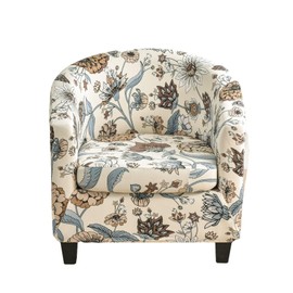 CRFATOP 2 Piece Club Chair Slipcover Printed Tub Chair Slipcover Armchair Covers Soft Printed Round Barrel Chair Covers Couch Covers with Elastic Bottom for Bar Counter Living Room,09