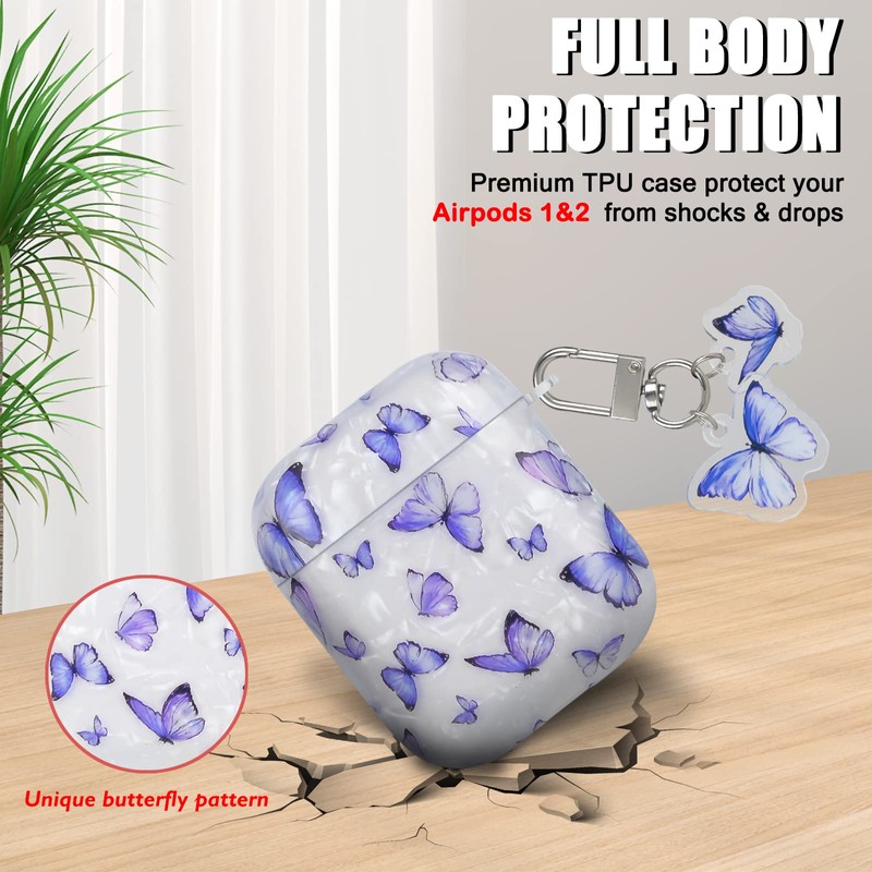 CameCosy Compatible for AirPods 1st&2nd Generation Case with Cute Keychain,