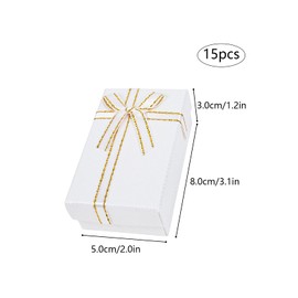 Pack of 15 Small Gift Boxes for Jewellery, 8 x 5 x 3 cm Jewellery Gift Boxes with Bow, Cardboard, Necklace, Earrings, Gift Box for Wedding, Birthday, Valentine's Day (White)