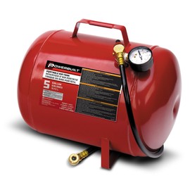 Powerbuilt 5 Gallon Portable Shop Air Tank, 45-Inch Hose, 125 PSI - Red 647011