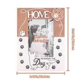 Dogs Picture Frame 5 x 7 Wood Photo Frame 3D House with Paw Print Design Rustic Farmhouse Pet Picture Frame Memorial Display Gifts Tabletop or Wall Display Family Office Home Decor (Claw)