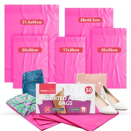 50pk Assorted Pink Parcel Bags for Posting Clothes Postage Bags Self Seal Mailing Bags for Clothes Mixed Size Parcel Bag Delivery Bags for Parcel Packaging Bags Shipping Bags Postal Bags Shoes