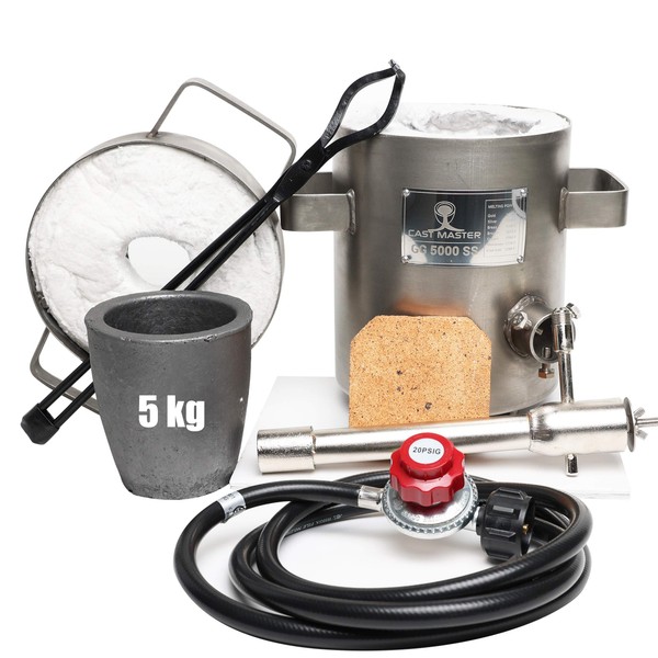 USA Cast Master 5-6 KG DELUXE KIT Propane Furnace with Crucible and Tongs Kiln Smelting Gold Silver Copper Scrap Metal Recycle 5KG KILOGRAM