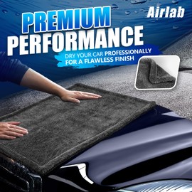 Airlab Twisted Loop XL Car Drying Towel - 60x40cm 1200GSM Double-Sided Microfibre Cloth, Super Absorbent & Lint-Free Cleaning Cloths for Effortless Car Washing & Detailing, Black