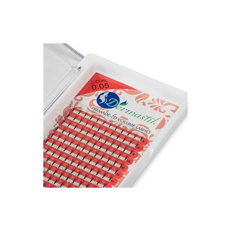 Dermastil 7D Premade Handmade Volume Eyelashes, C Curl, Thickness 0.05
