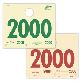 1000 Automotive Service Dispatch Numbers Mirror Hang Tags Numbered 2000-2999 RL78 Style Red Green Service Dispatch Numbers Manilla Card Stock with 1.25 Slotted Hang Cutout