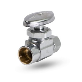 MIDLINE VALVE 72212QS-OM Water Supply Stop Valve with Multi-Turn Wheel Straight Shut-off for Toilet, Sink, Dishwasher, Heater; 1/2 in. SWT x 3/8 in. O.D. COMP; Chrome Plated Brass