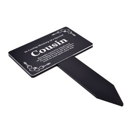 Origin Cousin Memorial Stake - Engraved with Poem (Gold/Silver/Copper or Black & White Plaque) Active (Black & White)