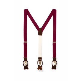 JJ Suspenders Woven Textured Y Suspenders for Men with Leather Detailing & Interchangeable Clips