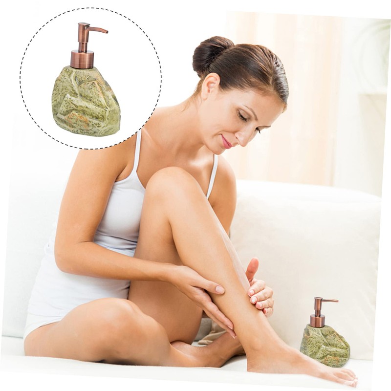 LABRIMP Elegant Ceramic Hand Soap Bottle Stone Patterned Dispenser Scented