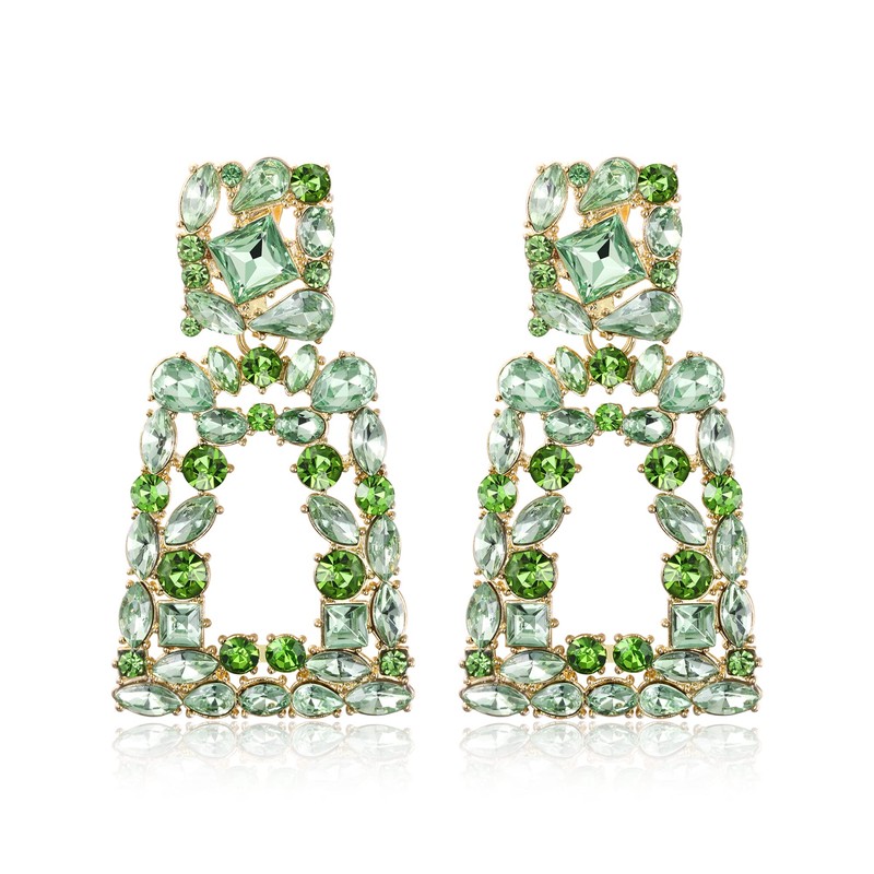 EVER FAITH Rectangle Clip-on Drop Earrings for Women, Sparkly Rhinestone