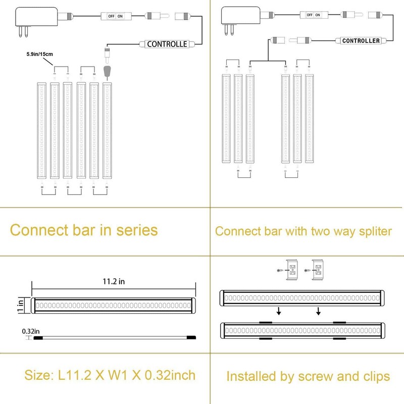 AIBOO Under-Unit Light Kitchen LED Dimmable with Cable 6 Pieces
