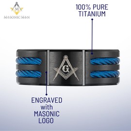 Willis Judd MasonicMan Mens Titanium Freemason Masonic Ring Latin Engraving Inside Size 9 Style 5, Non-Precious Metal, No Gemstone