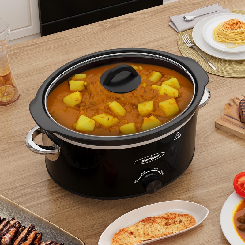 SUNVIVIPRO 4QT Slow Cooker & Mini Food Warmer with Removable